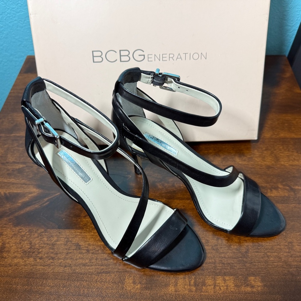 BCBGeneration Black Strappy Heels Size 6.5 - Picture 4 of 7